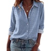 Zeagoo Blouses for Women Dressy Casual Long Sleeve Button Down Shirts Tops(Blue Stripes)