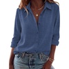 Zeagoo Blouses for Women Dressy Casual Long Sleeve Button Down Shirts Tops(B-navy)