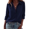 Zeagoo Blouses for Women Dressy Casual Long Sleeve Button Down Shirts Tops(Dark Blue)