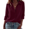 Zeagoo Blouses for Women Dressy Casual Long Sleeve Button Down Shirts Tops(Dark Red)