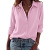 Zeagoo Blouses for Women Dressy Casual Long Sleeve Button Down Shirts Tops(Pink)