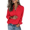 Zeagoo Blouses for Women Long Sleeve Dressy Casual Button Down Shirts(Red)