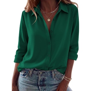 Zeagoo Blouses for Women Dressy Casual Long Sleeve Button Down Shirts Tops(Green)