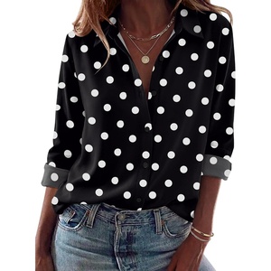 Zeagoo Blouses for Women Dressy Casual Long Sleeve Button Down Shirts Tops(Polka Dots Black)