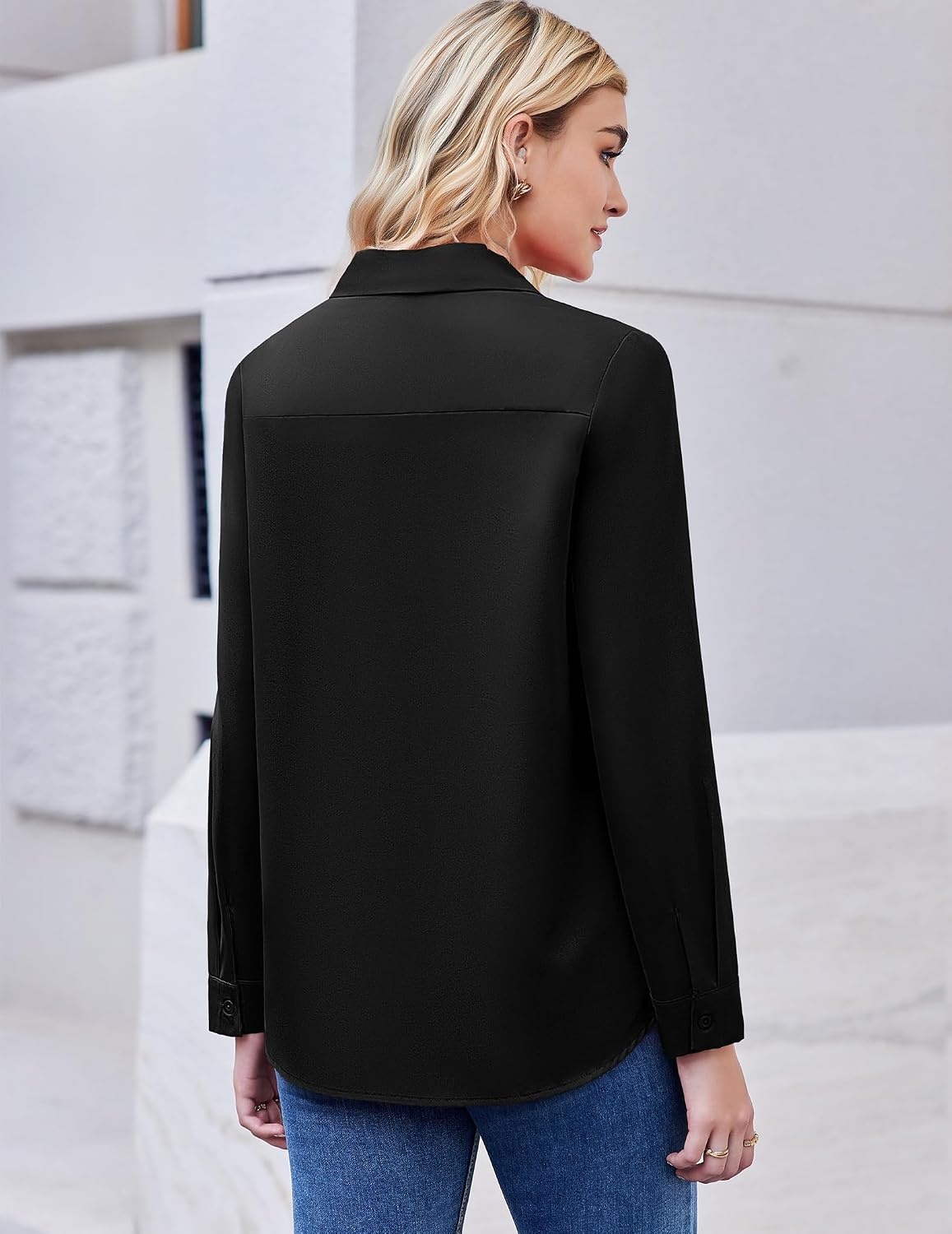 image:imageZeagoo Button Down Shirt Women Long Sleeve Blouses Casual Tops Work OutfitsBblackstain Shield