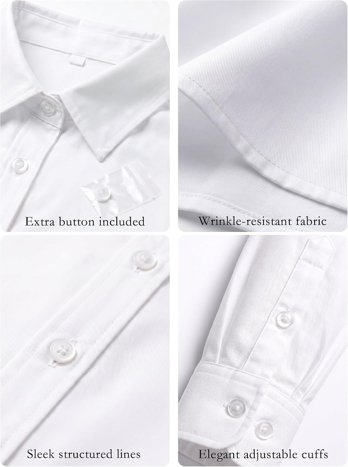 image:imageZeagoo Womens Wrinkle Free Button Down Shirts Long Sleeve Business TopsAwhite