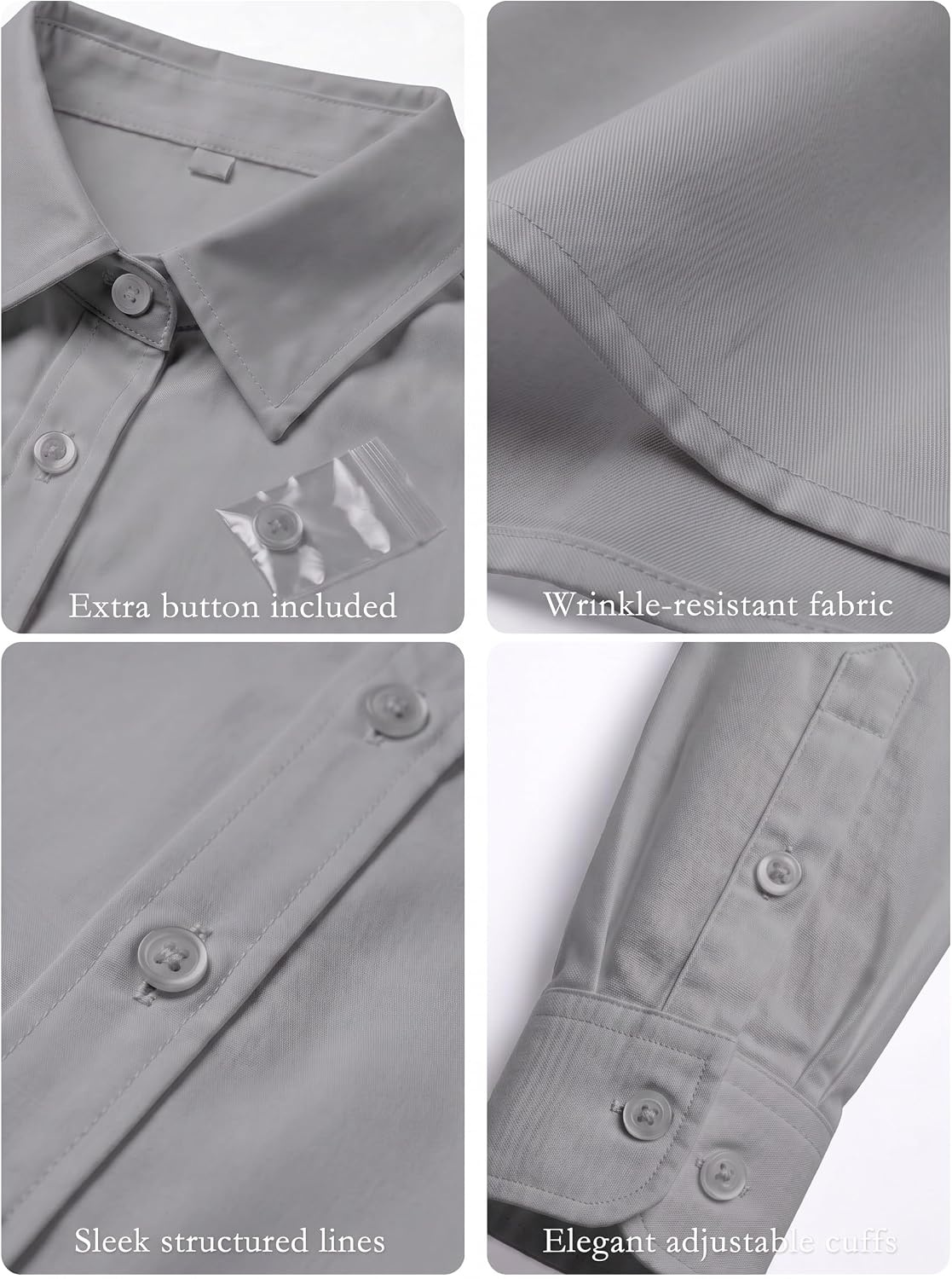 image:imageZeagoo Womens Wrinkle Free Button Down Shirts Long Sleeve Business TopsGrey