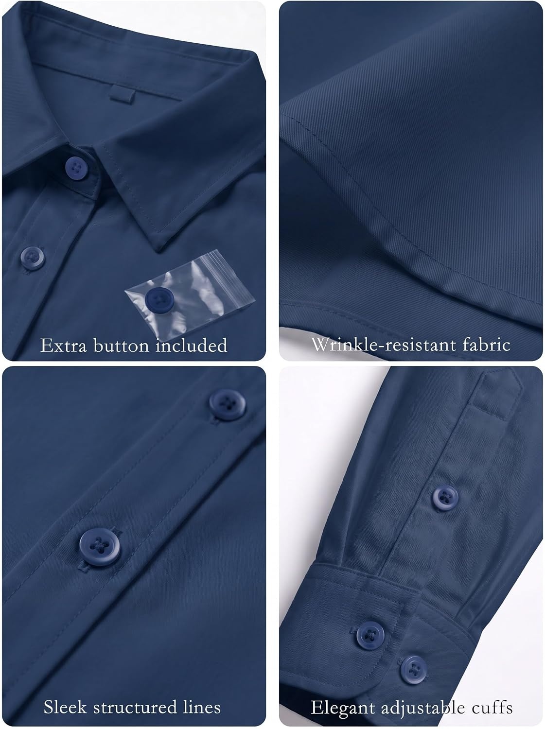 image:imageZeagoo Womens Wrinkle Free Button Down Shirts Long Sleeve Business TopsNavy Blue