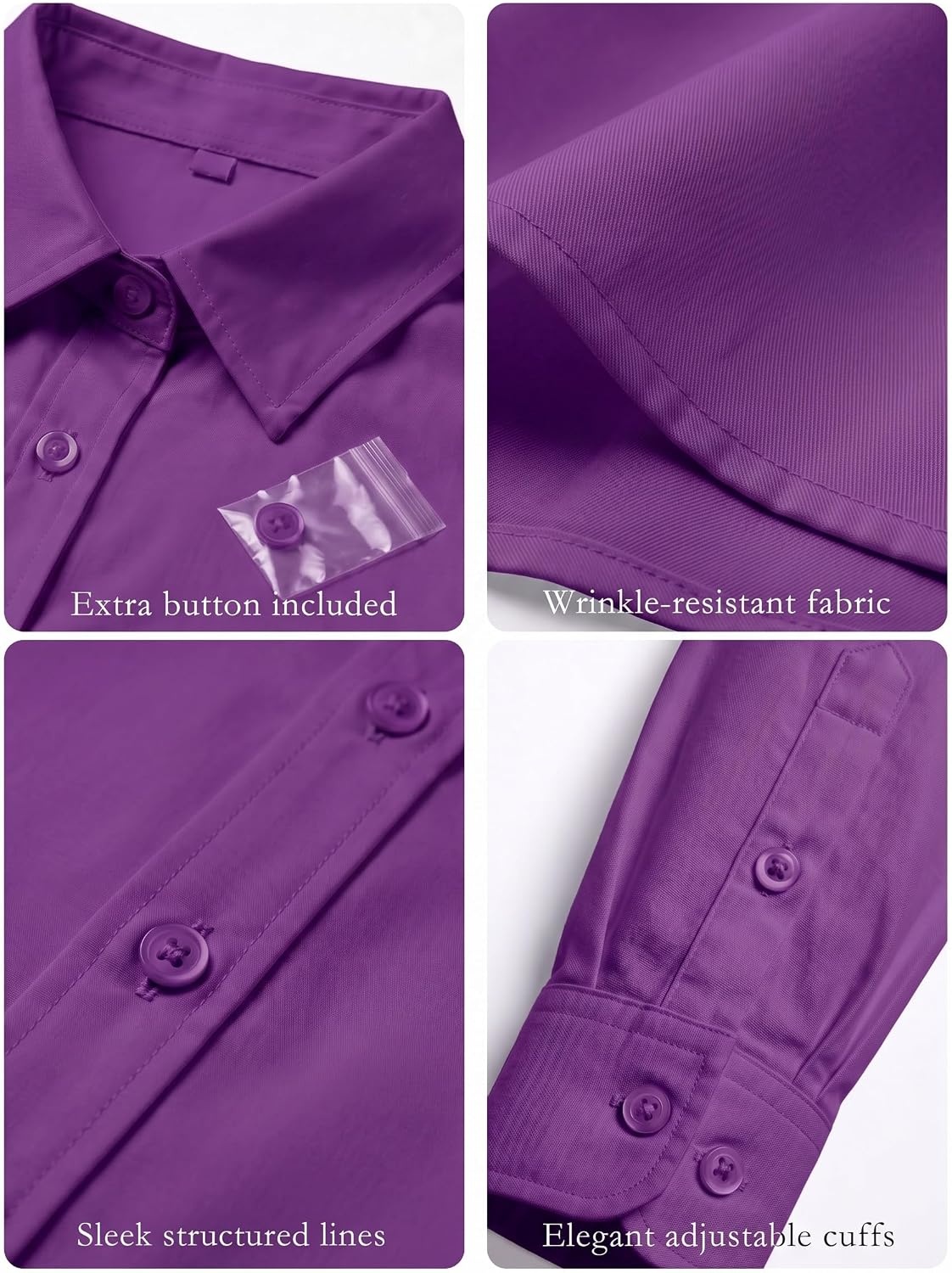 image:imageZeagoo Womens Wrinkle Free Button Down Shirts Long Sleeve Business TopsPurple