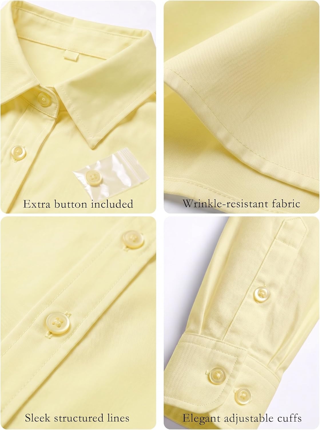 image:imageZeagoo Womens Wrinkle Free Button Down Shirts Long Sleeve Business TopsYellow