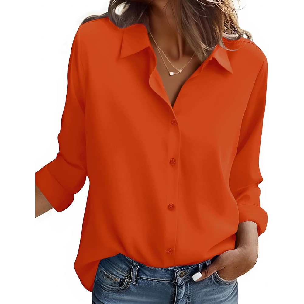 image:imageZeagoo Button Down Shirt Women Long Sleeve Blouses Casual Tops Work OutfitsCorangestain Shield