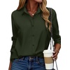 Zeagoo Button Down Shirt Women Long Sleeve Blouses Casual Tops Work Outfits(C-army Green-stain Shield)
