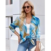 Zeagoo Button Down Shirt Women Long Sleeve Blouses Casual Tops Work Outfits(D-blue Printed)