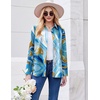 Zeagoo Button Down Shirt Women Long Sleeve Blouses Casual Tops Work Outfits(D-blue Printed)