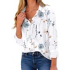 Zeagoo Button Down Shirt Women Long Sleeve Blouses Casual Tops Work Outfits(Floral White)