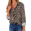 Zeagoo Button Down Shirt Women Long Sleeve Blouses Casual Tops Work Outfits(Leopard Print)