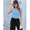 Zeagoo Women Short Sleeve T Shirts Fitted Summer Tops Stretchy Basic Tee(Blue)
