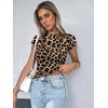 Zeagoo Women Short Sleeve T Shirts Fitted Summer Tops Stretchy Basic Tee(Leopard Print)