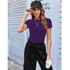 Zeagoo Women Short Sleeve T Shirts Fitted Summer Tops Stretchy Basic Tee(Purple)