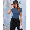 Zeagoo Women Short Sleeve T Shirts Fitted Summer Tops Stretchy Basic Tee(Short Sleeve Blue)