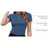 Zeagoo Women Short Sleeve T Shirts Fitted Summer Tops Stretchy Basic Tee(Short Sleeve Blue)