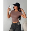 Zeagoo Women Short Sleeve T Shirts Fitted Summer Tops Stretchy Basic Tee(Short Sleeve Brown)