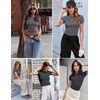 Zeagoo Women Short Sleeve T Shirts Fitted Summer Tops Stretchy Basic Tee(Short Sleeve Dark Grey)