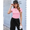Zeagoo Women Short Sleeve T Shirts Fitted Summer Tops Stretchy Basic Tee(Short Sleeve Pink)