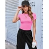 Zeagoo Women Short Sleeve T Shirts Fitted Summer Tops Stretchy Basic Tee(Short Sleeve Rose Red)