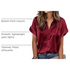 Zeagoo Womens Satin Blouse Short Sleeve Silk Tops Button Down Shirts(Wine Red)