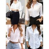 Zeagoo Women’s Wrinkle Free Button Down Shirts Long Sleeve Business Tops(A-white)