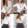 Zeagoo Women’s Wrinkle Free Button Down Shirts Long Sleeve Business Tops(A-white)