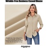 Zeagoo Women’s Wrinkle Free Button Down Shirts Long Sleeve Business Tops(Khaki)