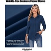 Zeagoo Women’s Wrinkle Free Button Down Shirts Long Sleeve Business Tops(Navy Blue)