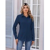 Zeagoo Women’s Wrinkle Free Button Down Shirts Long Sleeve Business Tops(Navy Blue)