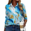 Zeagoo Button Down Shirt Women Long Sleeve Blouses Casual Tops Work Outfits(D-blue Printed)