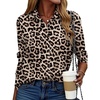 Zeagoo Button Down Shirt Women Long Sleeve Blouses Casual Tops Work Outfits(Leopard Print)