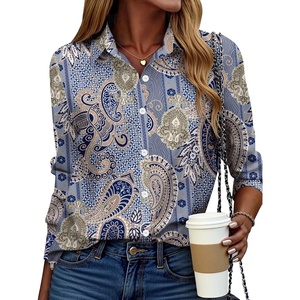 Zeagoo Button Down Shirt Women Long Sleeve Blouses Casual Tops Work Outfits(Paisley Printed)