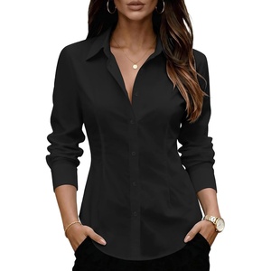 Zeagoo Women’s Wrinkle Free Button Down Shirts Long Sleeve Business Tops(Black)