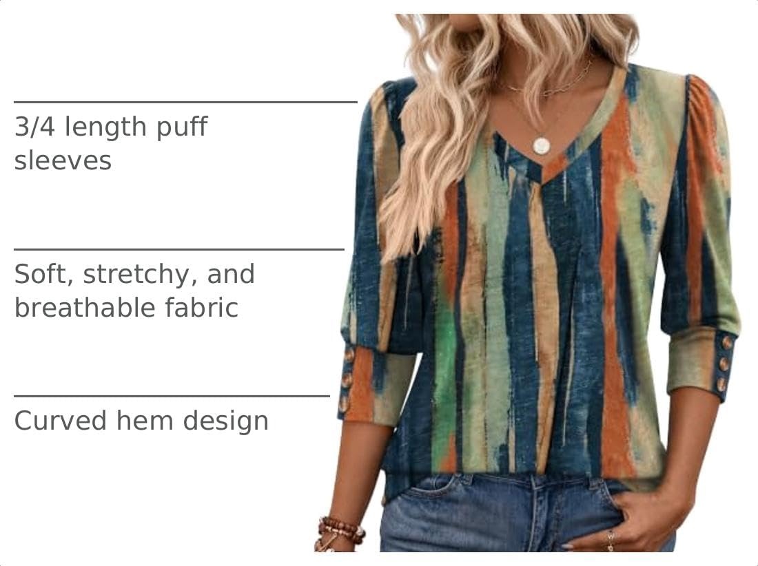 image:imageZeagoo Womens 34 Sleeve V Neck T Shirts Dressy Casual Tops01cx289