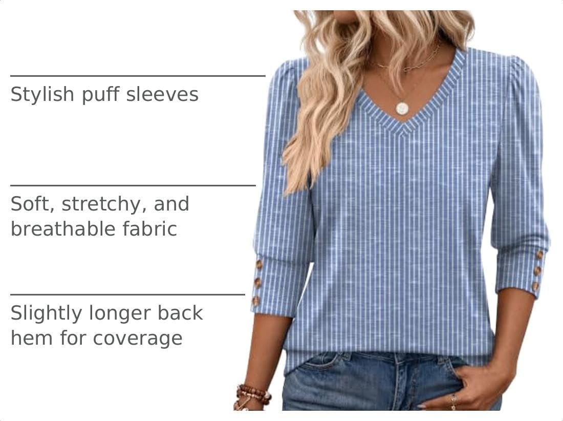 image:imageZeagoo Womens 34 Sleeve V Neck T Shirts Dressy Casual Tops01tz273