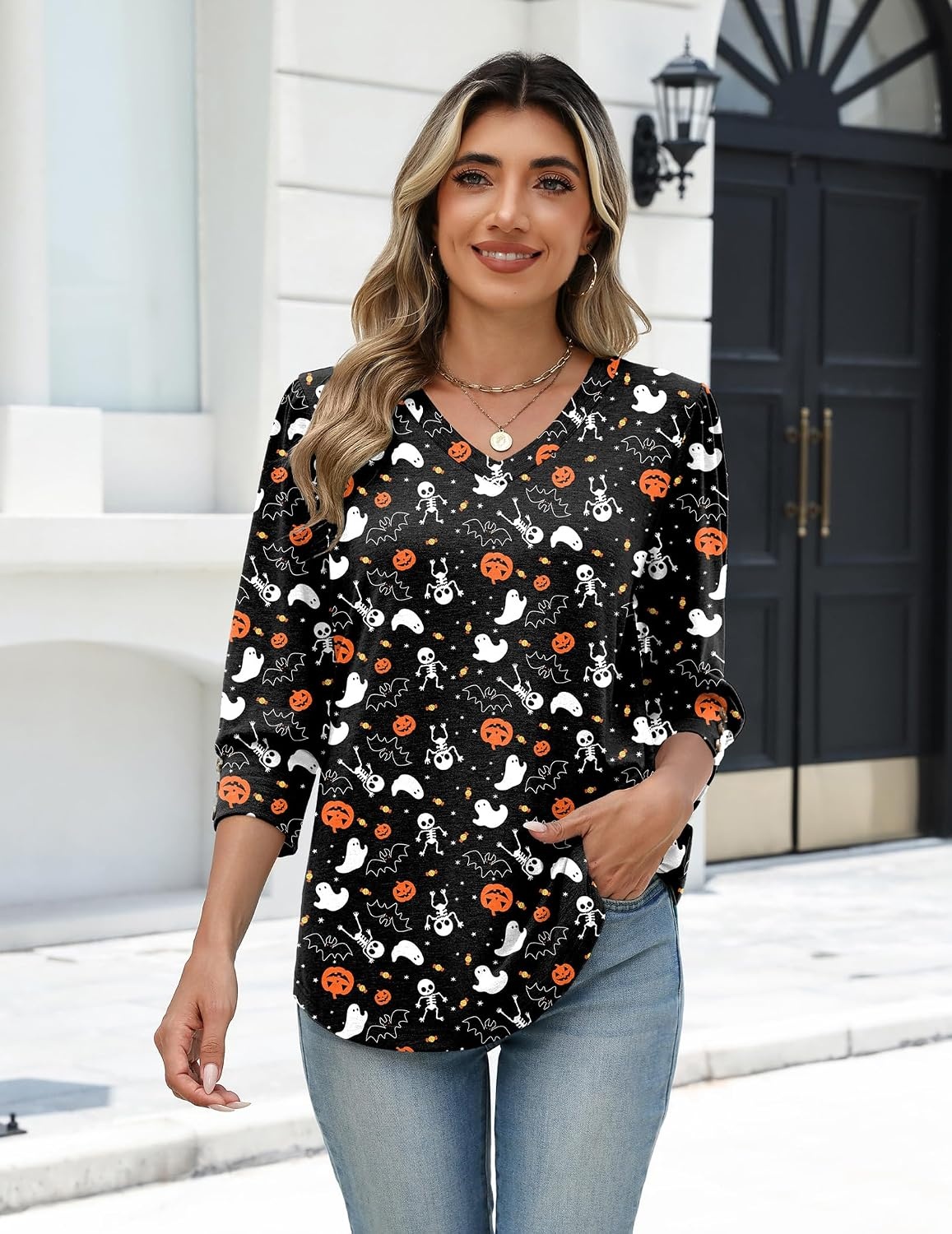 image:imageZeagoo Womens 34 Sleeve V Neck T Shirts Dressy Casual Tops03ws36