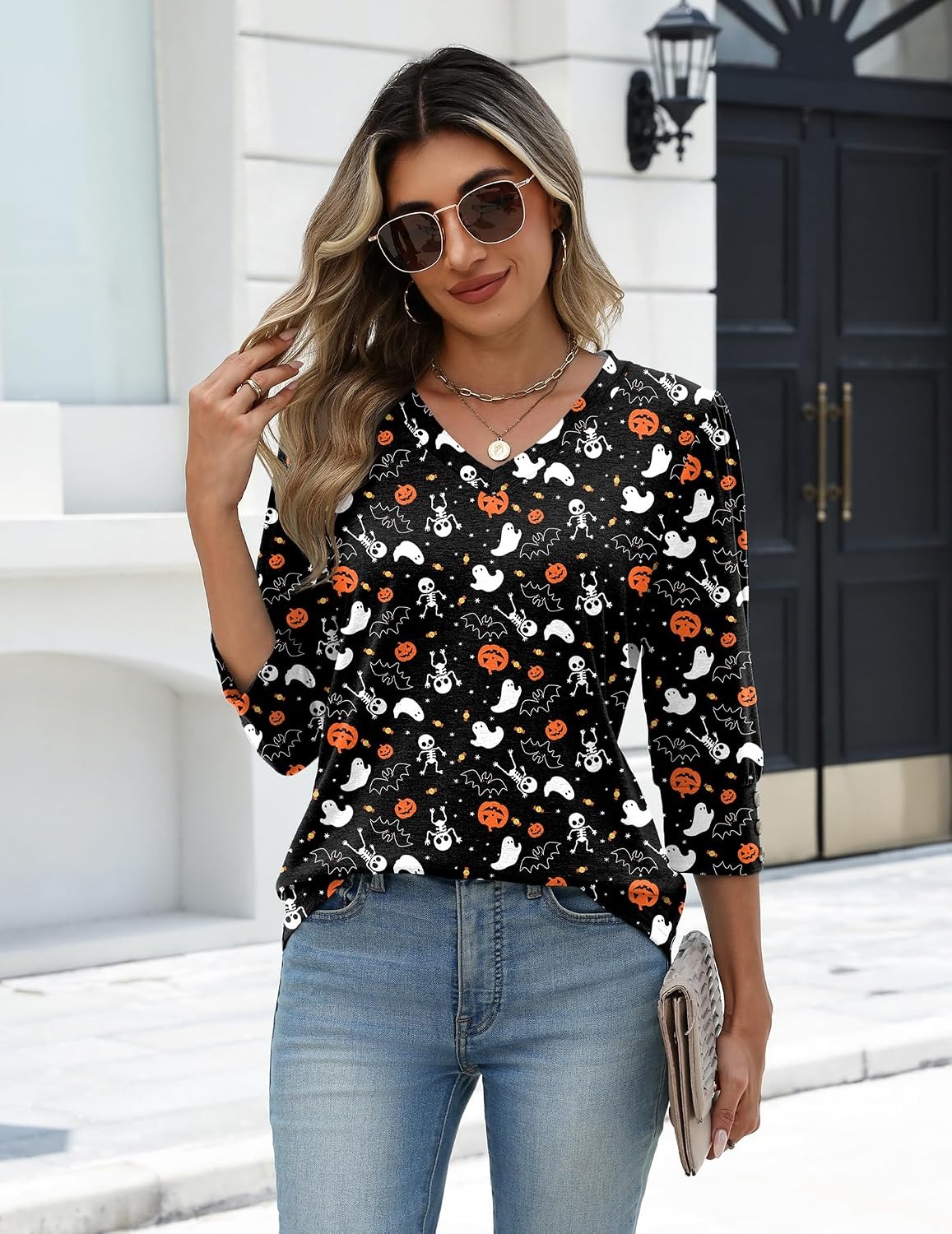 image:imageZeagoo Womens 34 Sleeve V Neck T Shirts Dressy Casual Tops03ws36