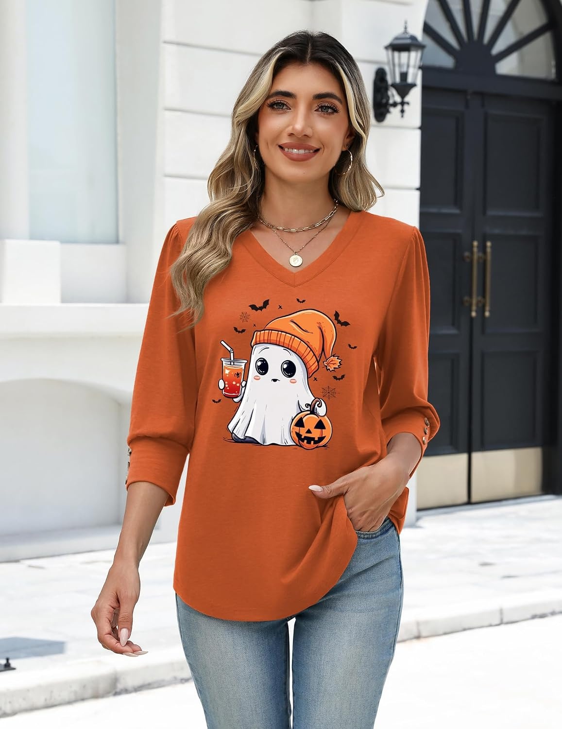 image:imageZeagoo Womens 34 Sleeve V Neck T Shirts Dressy Casual Tops03ws89