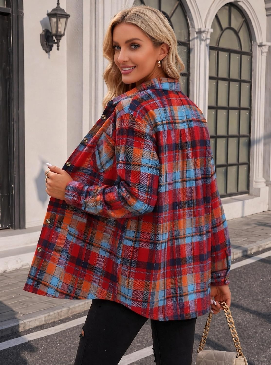 image:imageZeagoo Womens Flannel Shirts Long Sleeve Button Down Casual Fall Plaid Top10red Gw550