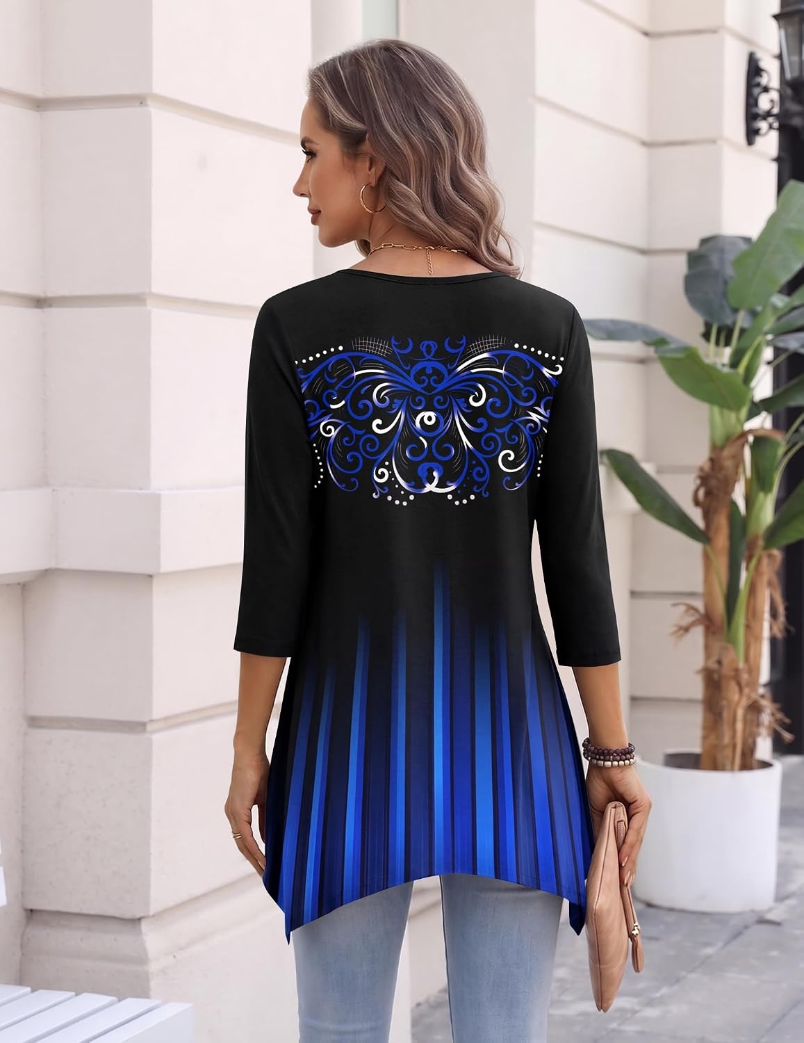 image:imageZeagoo Womens Tops 34 Sleeve loose fit dressy Tunics Plus Size Boho ShirtsJb229
