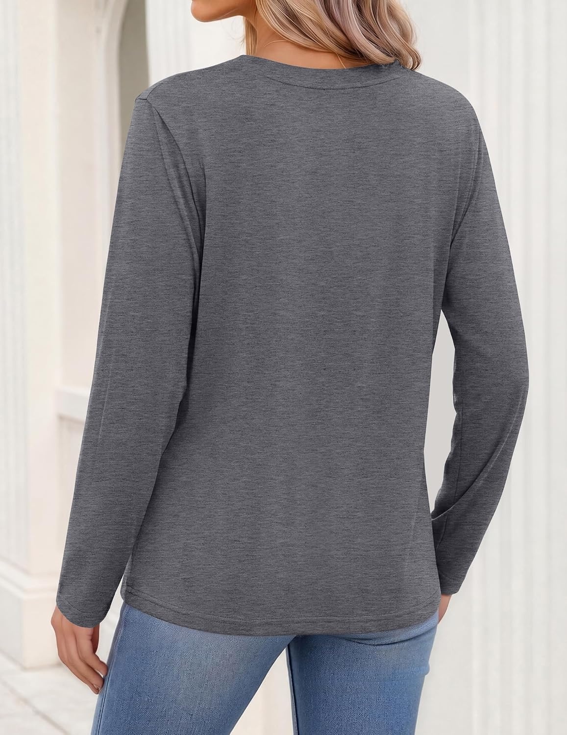 image:imageZeagoo Womens Tops Long Sleeve V Neck Tee Shirts Cute Dressy CasualBgrey