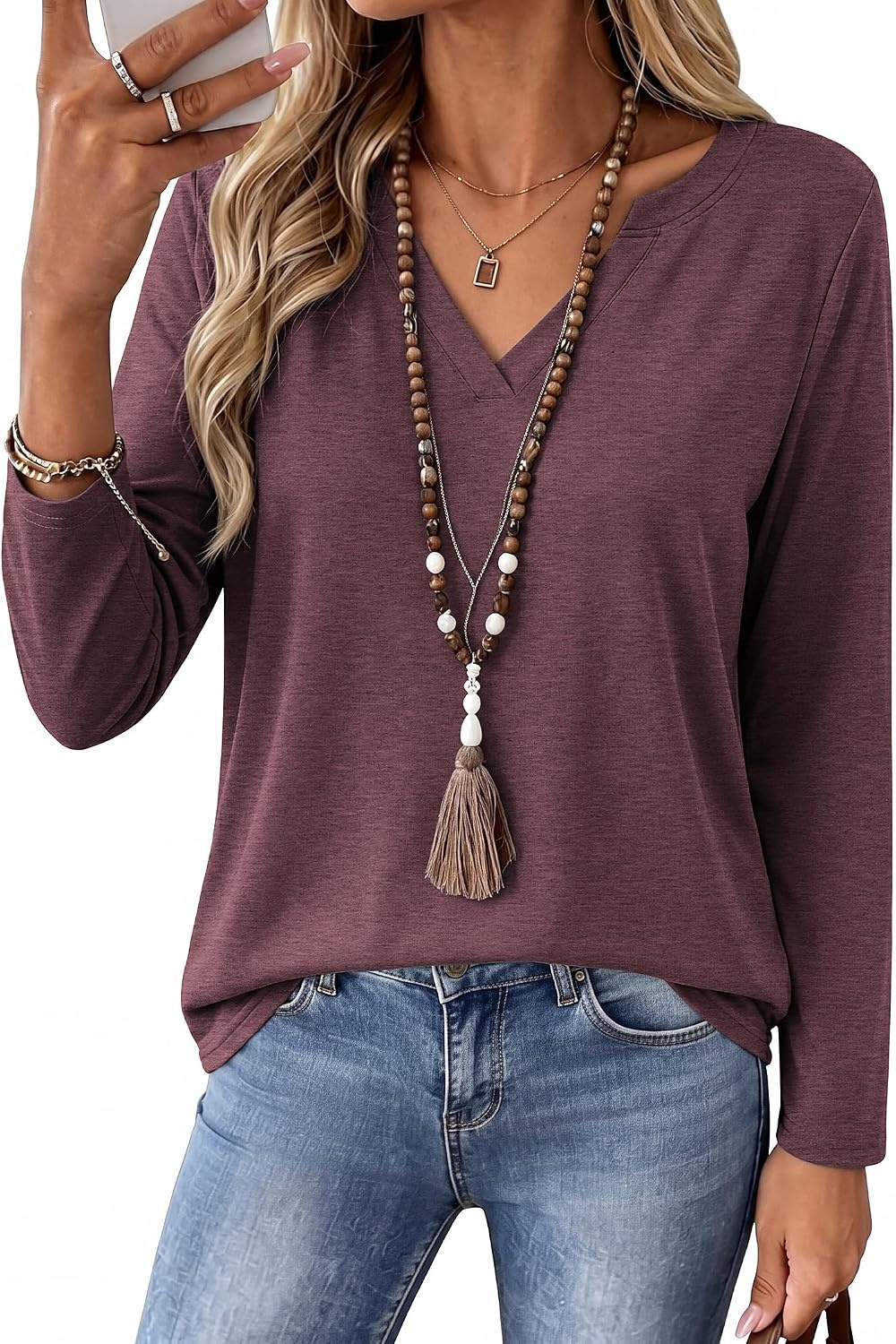 image:imageZeagoo Womens Tops Long Sleeve V Neck Tee Shirts Cute Dressy CasualBred