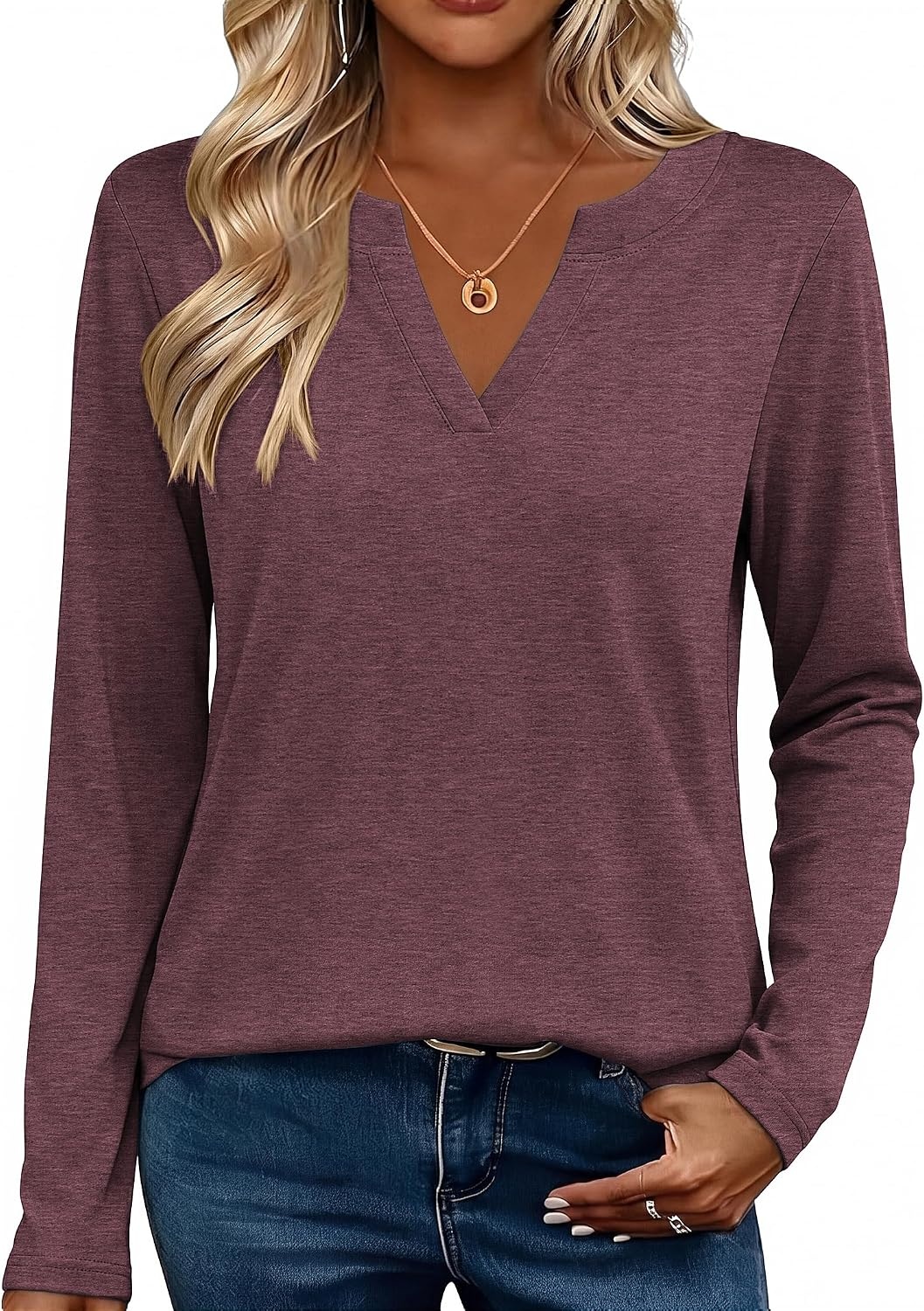 image:imageZeagoo Womens Tops Long Sleeve V Neck Tee Shirts Cute Dressy CasualBred