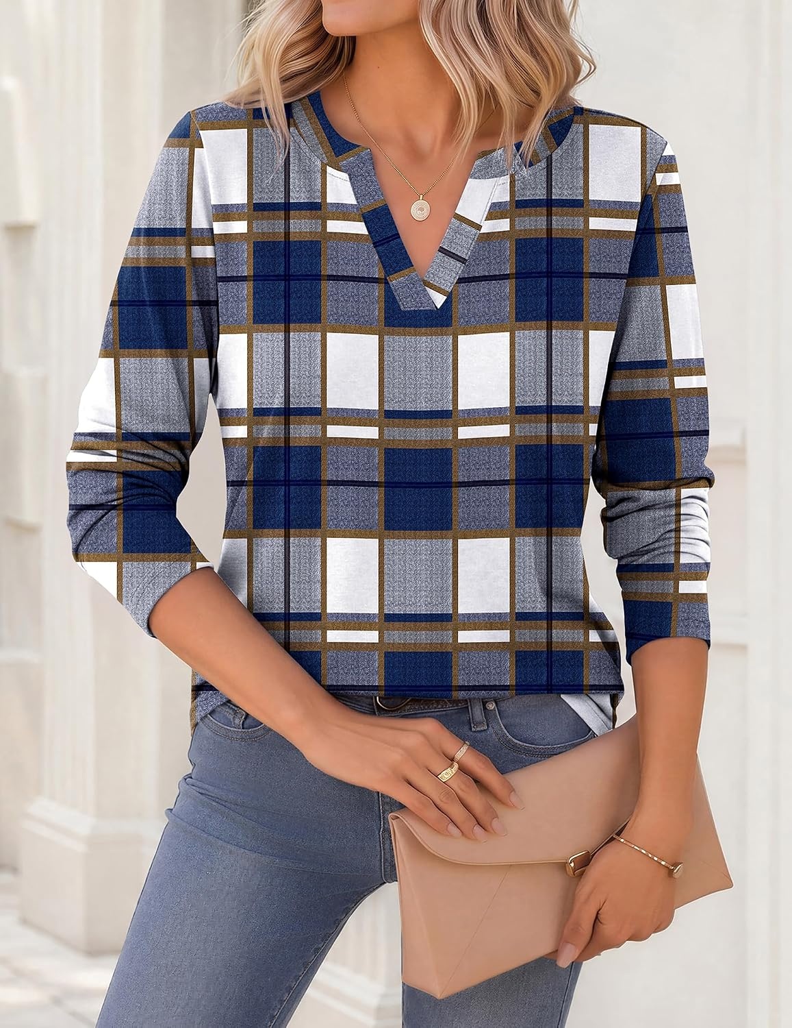 image:imageZeagoo Womens Tops Long Sleeve V Neck Tee Shirts Cute Dressy CasualGrey Gw597
